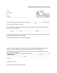 Document preview: Initial Ifsp Meeting Notification Letter - Missouri (Romanian)