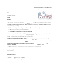 Document preview: Family Cost Participation Information Letter - Missouri (Swahili)