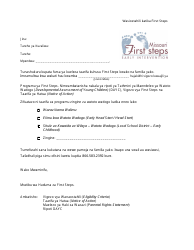 Document preview: Ineligible for First Steps Letter - Missouri (Swahili)