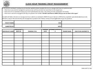 Form DHSS-CCR-7 Clock Hour Training Credit Reassignment - Missouri