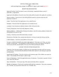 Instructions for Form BCC-2-1 Application for License to Operate Child Care Home - Missouri