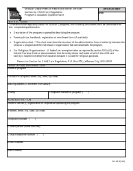 Form DC-20 &quot;Program Evaluation Questionnaire&quot; - Missouri