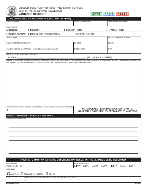Form MO580-2018  Printable Pdf
