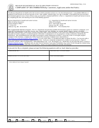 Document preview: Form MO580-2068 Complaint of Discrimination (By Customers, Applicants and/or the Public) - Missouri