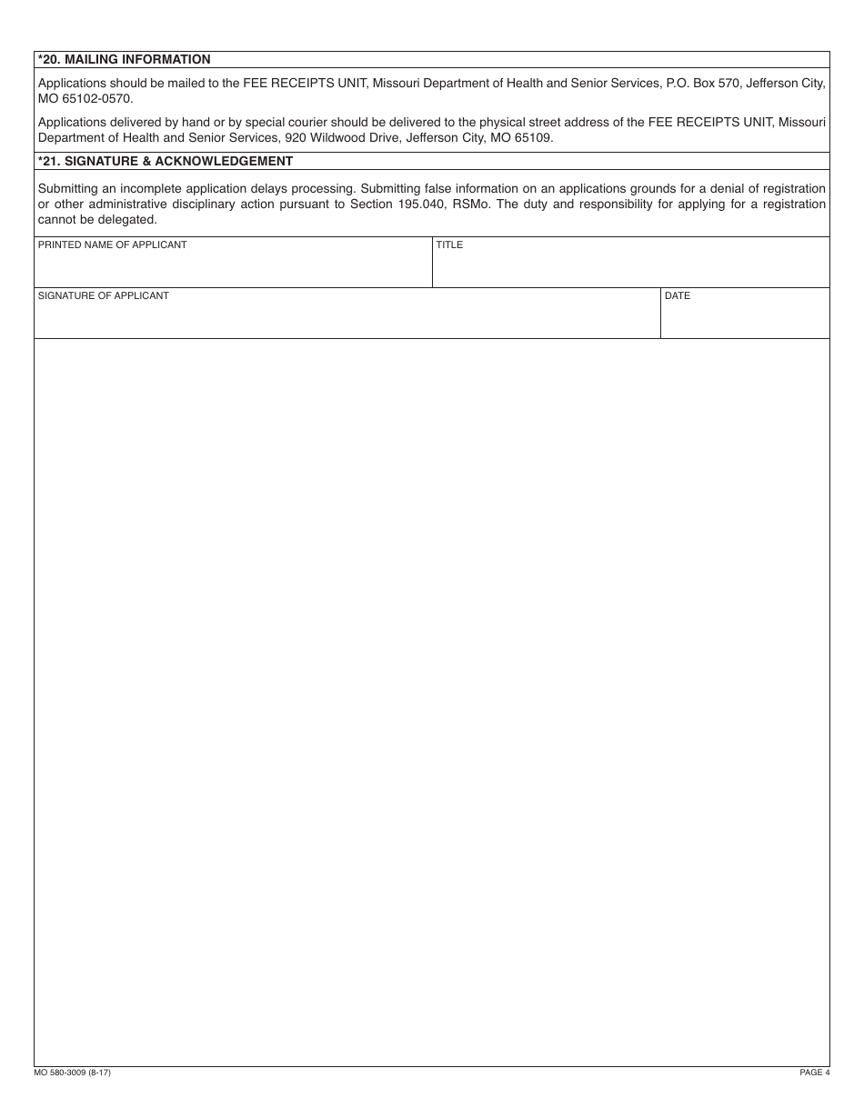 Form MO580-3009 Dental Application for a Controlled Substances Registration and Practitioner Availability Census - Missouri, Page 6