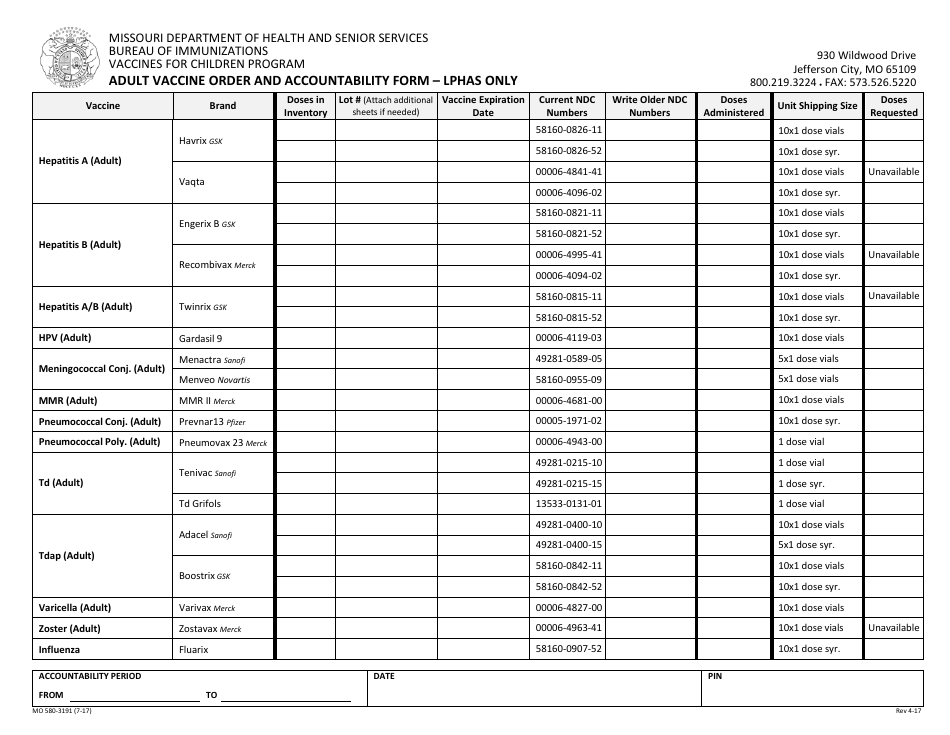 Form MO580-319 - Fill Out, Sign Online and Download Fillable PDF ...