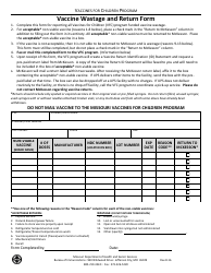 Document preview: Vaccine Wastage and Return Form - Missouri
