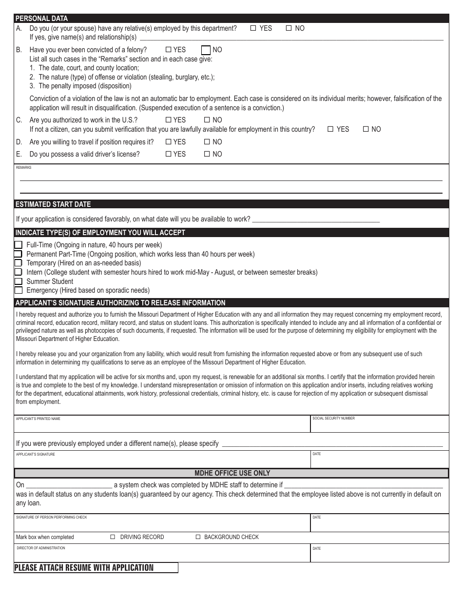 Missouri Application for Employment - Fill Out, Sign Online and ...