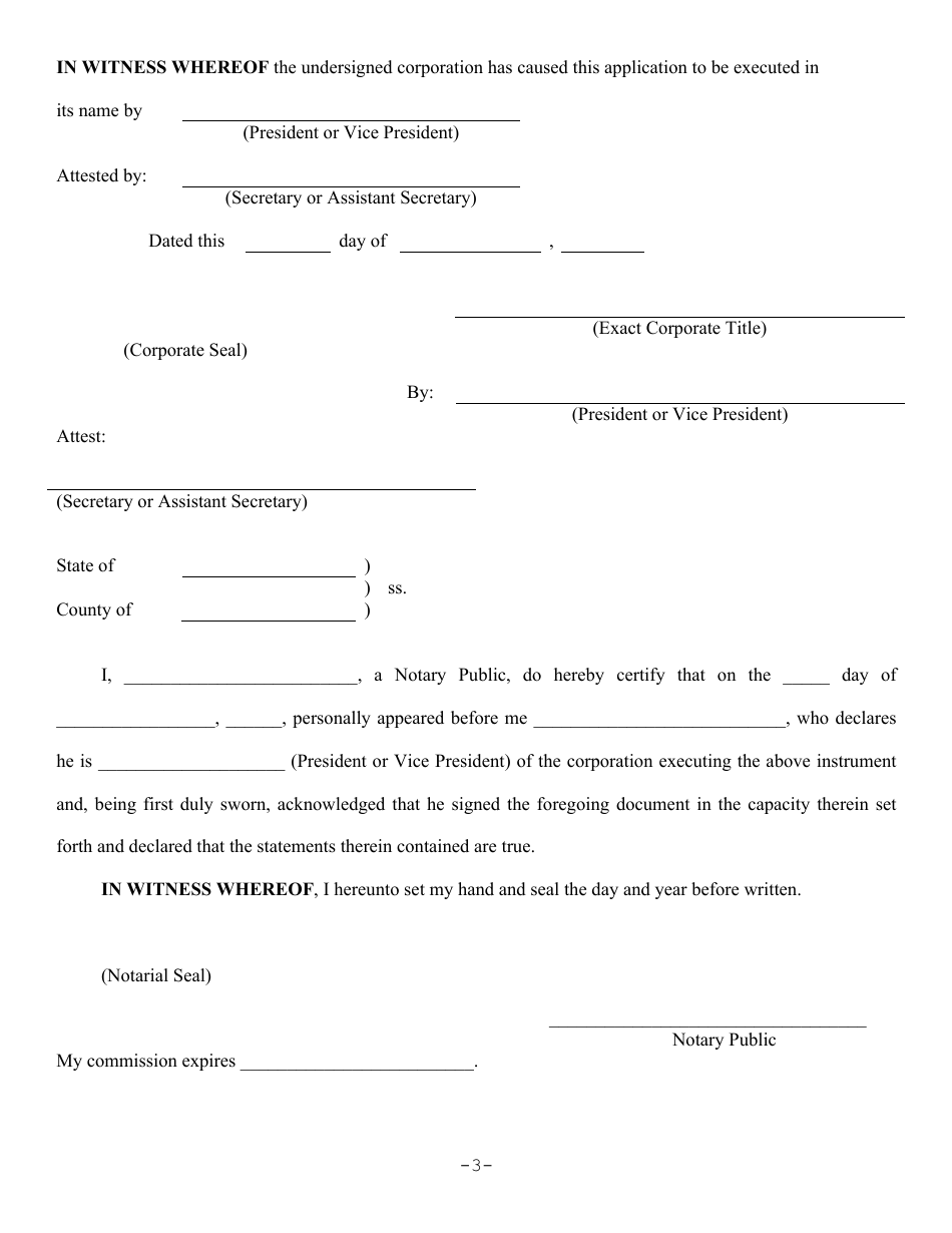 Missouri Application Of Foreign Corporation For Certificate Of Reciprocity To Act As A Fiduciary 8549