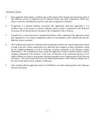 Application of Foreign Corporation for Certificate of Reciprocity to Act as a Fiduciary in Missouri - Missouri, Page 4