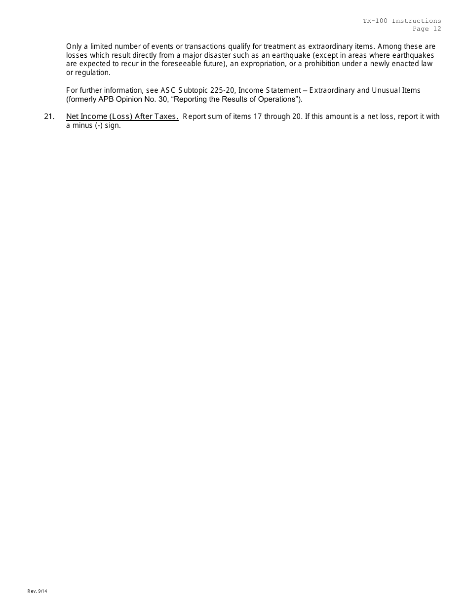 Instructions for Form TR-100 Trust Company Consolidated Report of Condition and Income - Missouri, Page 12
