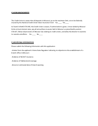 Application for Authority for a Foreign Credit Union to Operate a Credit Union Branch - Missouri, Page 2