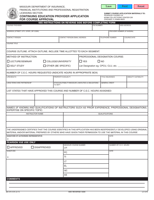 Form MO375-1575  Printable Pdf