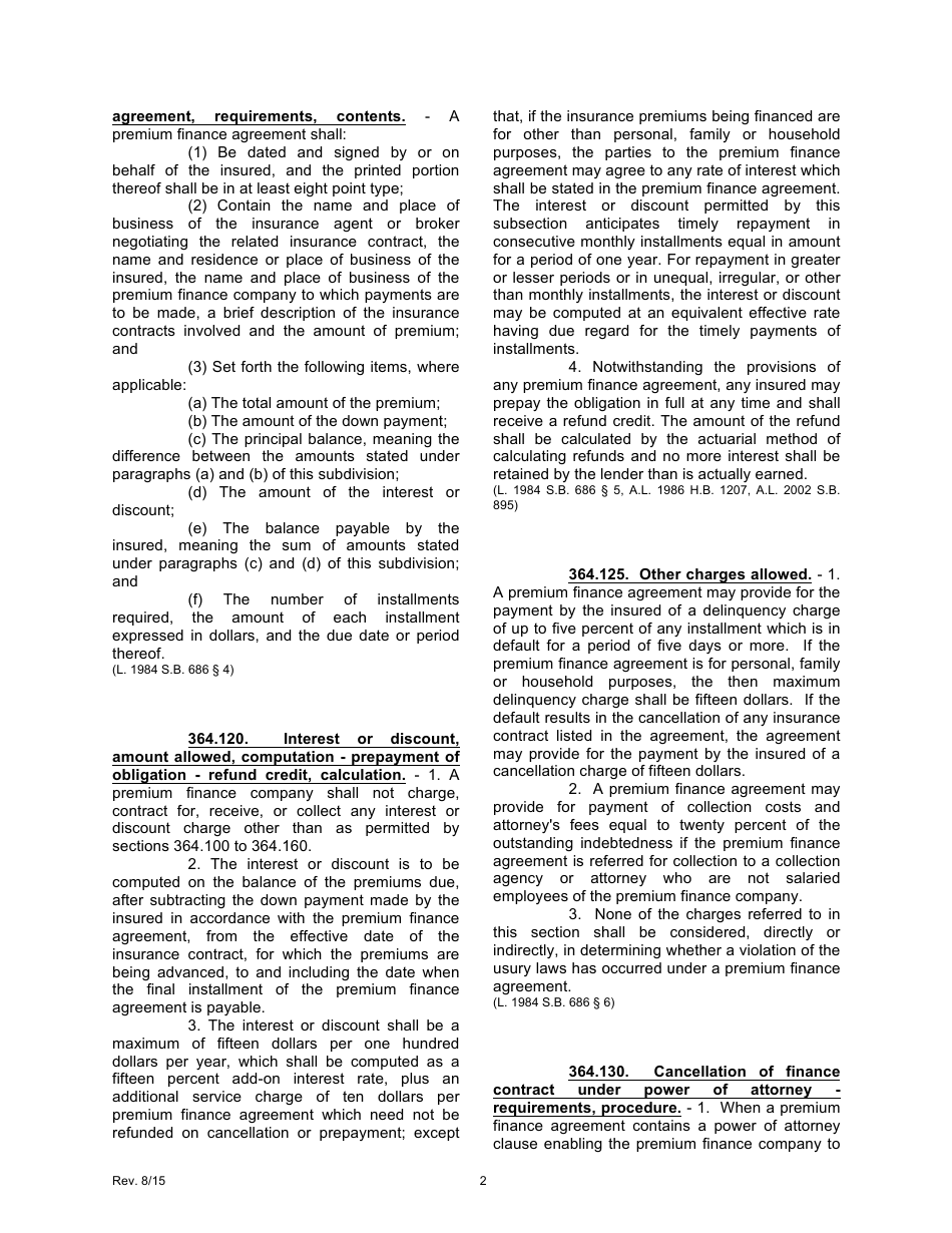 Form PF Application for Premium Finance Company - Missouri, Page 5