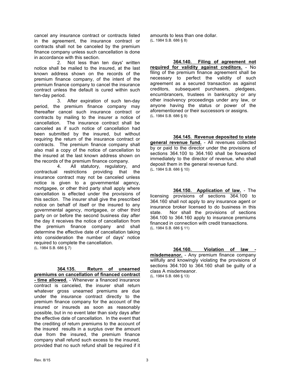 Form PF Application for Premium Finance Company - Missouri, Page 6