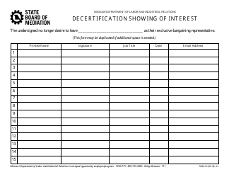 Document preview: Form SBM-10 Decertification Showing of Interest - Missouri