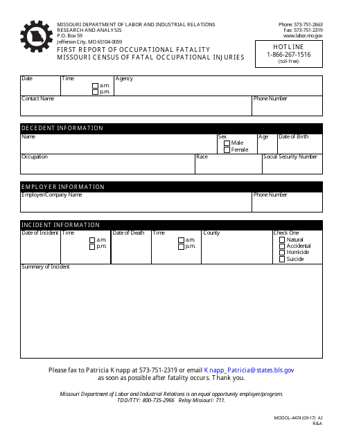 Form MODOL-4474  Printable Pdf