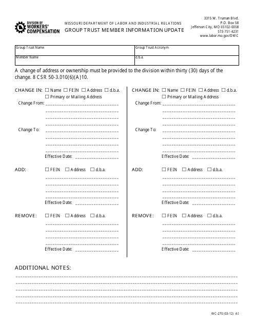 Form WC-270  Printable Pdf