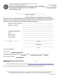 Document preview: Form WC-304-G Notice of Employers Election to Become a Member of a Group Insurance Pool Pursuant to 287.200.4(3)(A), Rsmo - Missouri