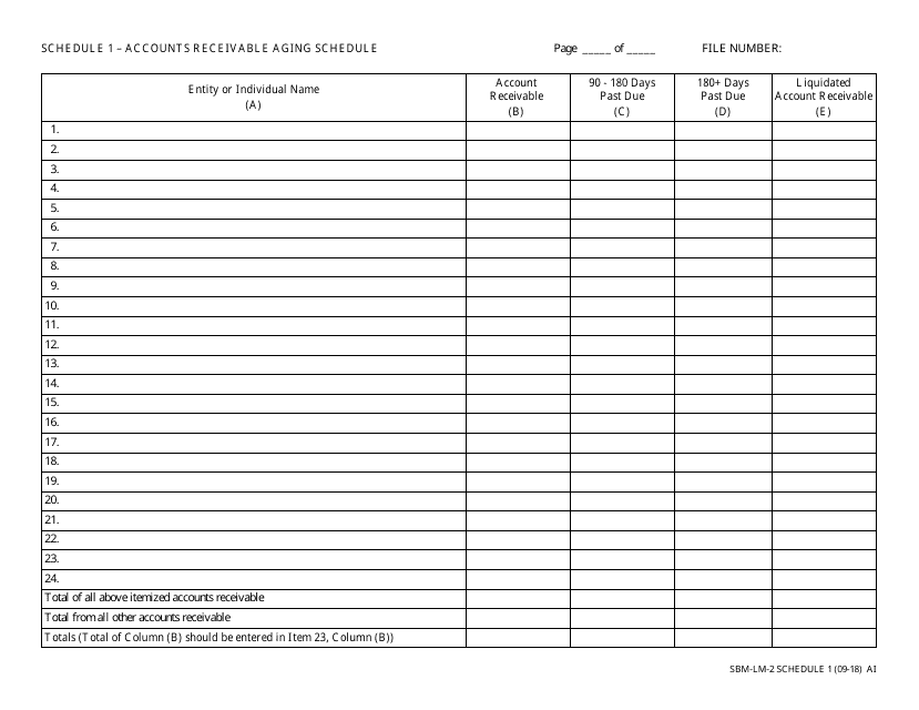 Form SBM-LM-2 Schedule 1  Printable Pdf