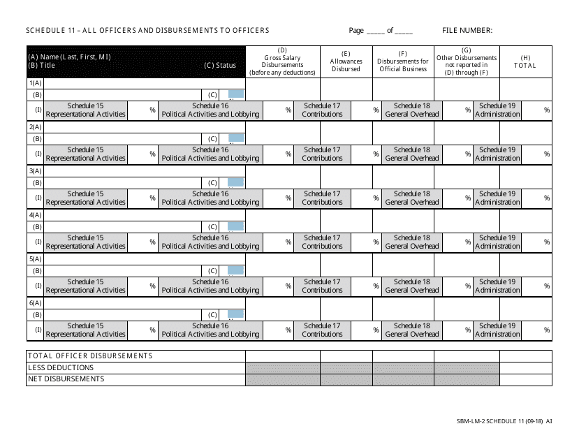 Form SBM-LM-2 Schedule 11  Printable Pdf