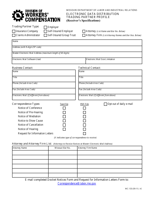 Form WC-133  Printable Pdf