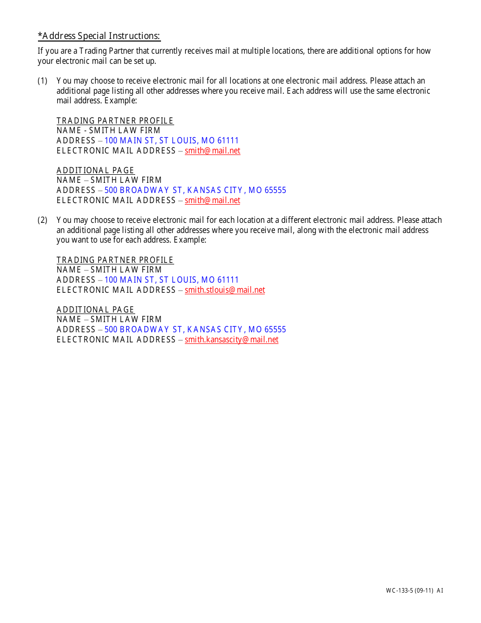 Form WC-133 Electronic Data Distribution Trading Partner Profile (Receivers Specifications) - Missouri, Page 5