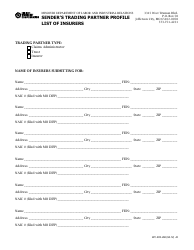Document preview: Form WC-EDI-260 Sender's Trading Partner Profile List of Insurers - Missouri