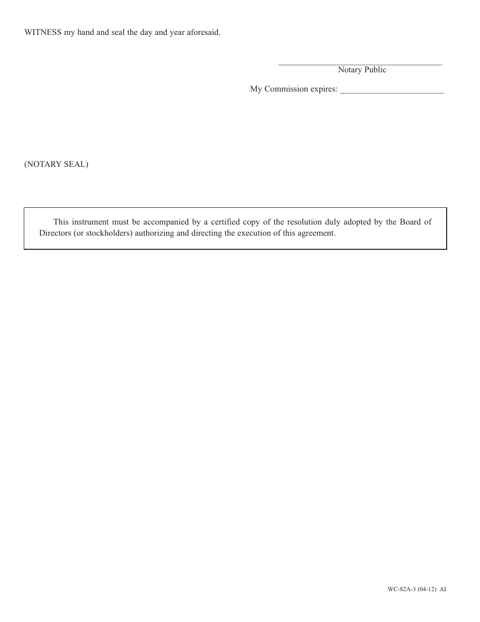 Form WC-82A Guaranty to Satisfy Compensation Claims Under Workers Compensation Law of Missouri - Missouri, Page 3