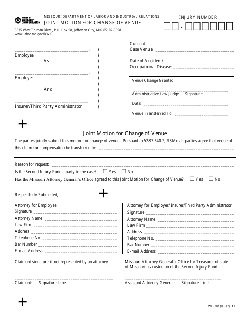 Form WC-281  Printable Pdf