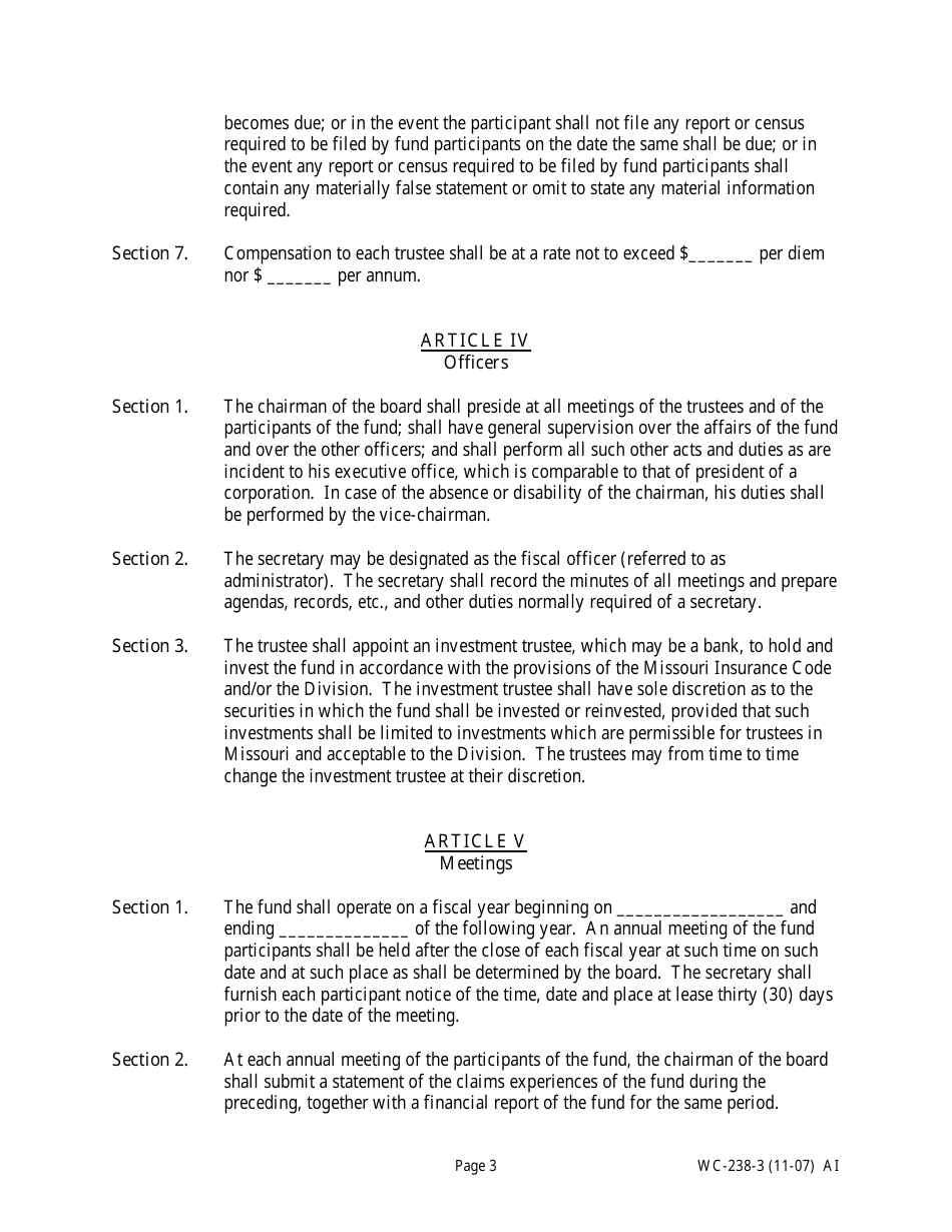 Form WC238 Download Printable PDF or Fill Online Selfinsurance by