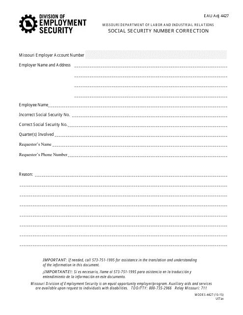 Form MODES-4427  Printable Pdf