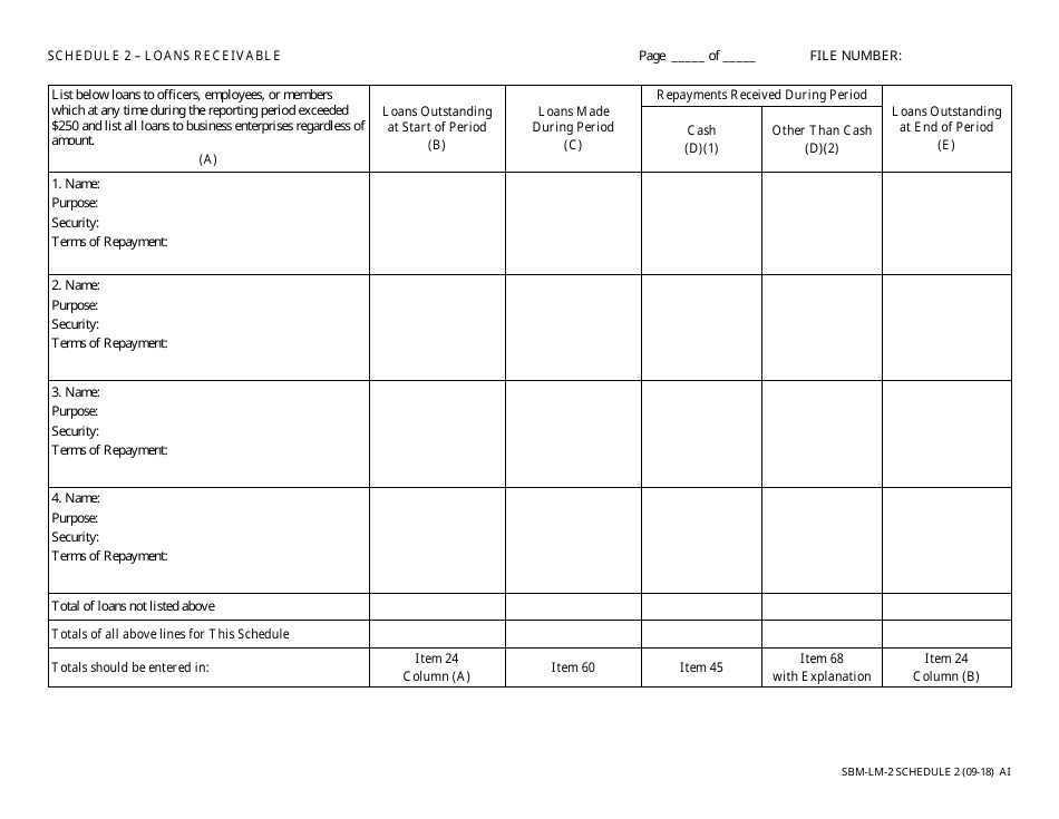 Form SBM-LM-2 Schedule 2 Loans Receivable - Missouri, Page 1