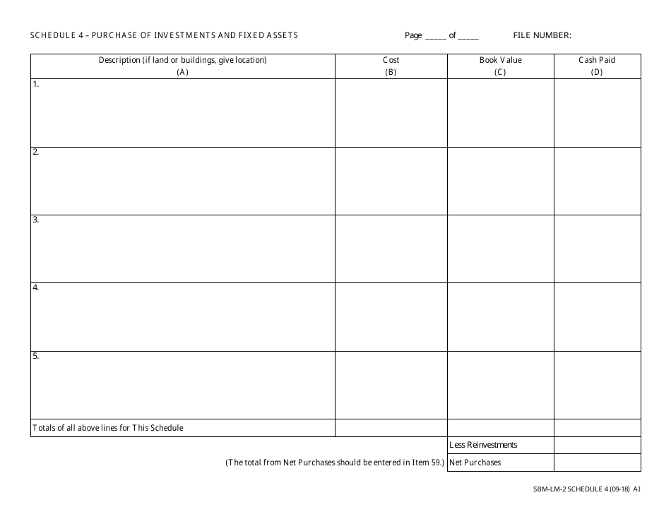 Form SBM-LM-2 Schedule 4 - Fill Out, Sign Online and Download Fillable ...