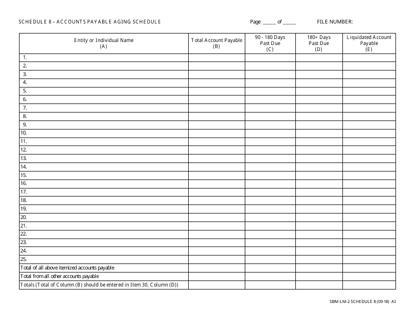 Form SBM-LM-2 Schedule 8  Printable Pdf