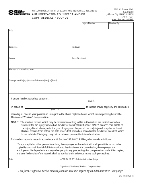 Form WC-43  Printable Pdf