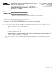 Form WCT-2 Affidavit Form a - Questions and Affidavit for Claimant Regarding Benefit Sources and Payments - Missouri
