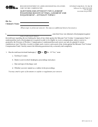 Form WCT-4 Affidavit Form C - Questions and Affidavit for Claimant Regarding Waiver of Final Judgement and Requirement - Missouri