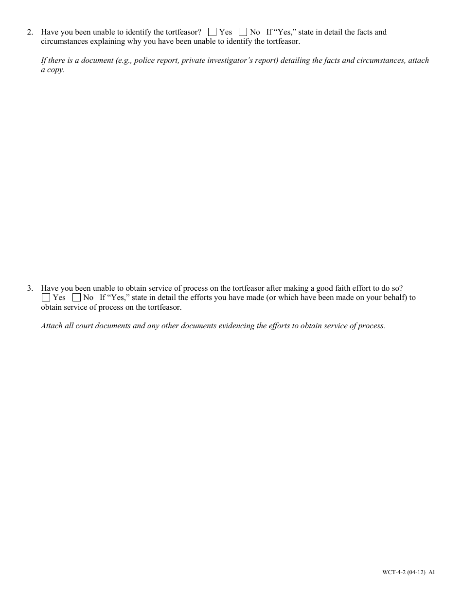 Form WCT-4 Affidavit Form C - Questions and Affidavit for Claimant Regarding Waiver of Final Judgement and Requirement - Missouri, Page 2