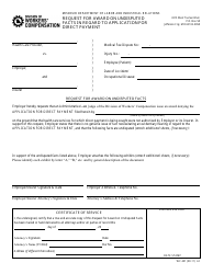 Document preview: Form WC-201 Request for Award on Undisputed Facts in Regard to Application for Direct Payment - Missouri