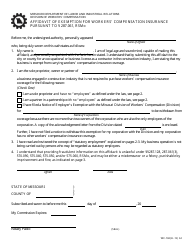 Document preview: Form WC-134 Affidavit of Exemption for Workers' Compensation Insurance Pursuant to Section 287.061, Rsmo - Missouri
