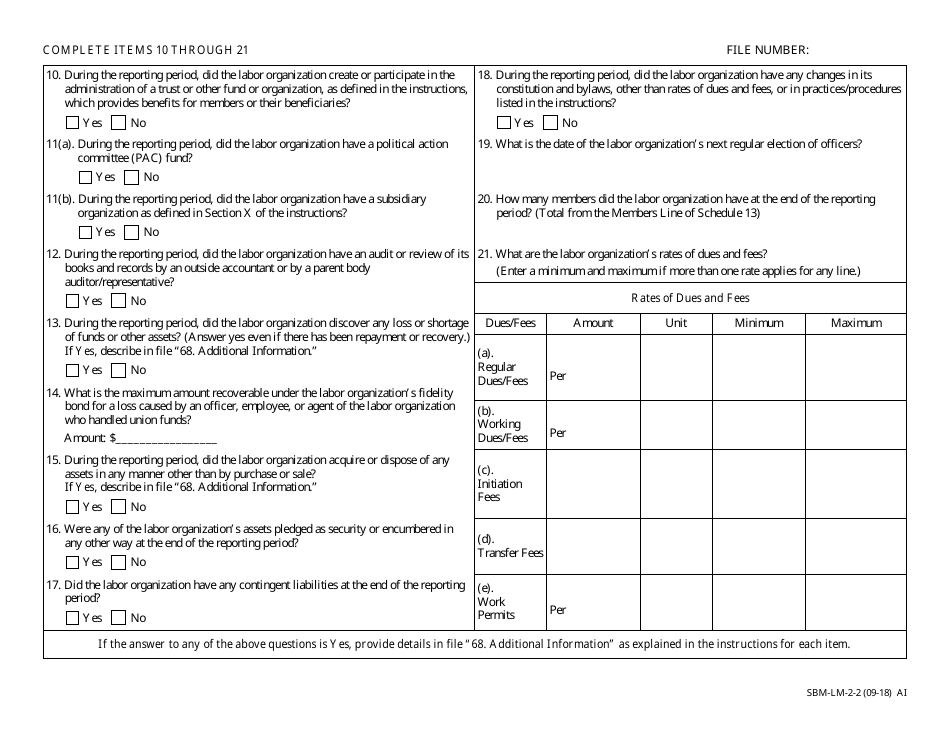 Form SBM-LM-2 Labor Organization Annual Report - Missouri, Page 2