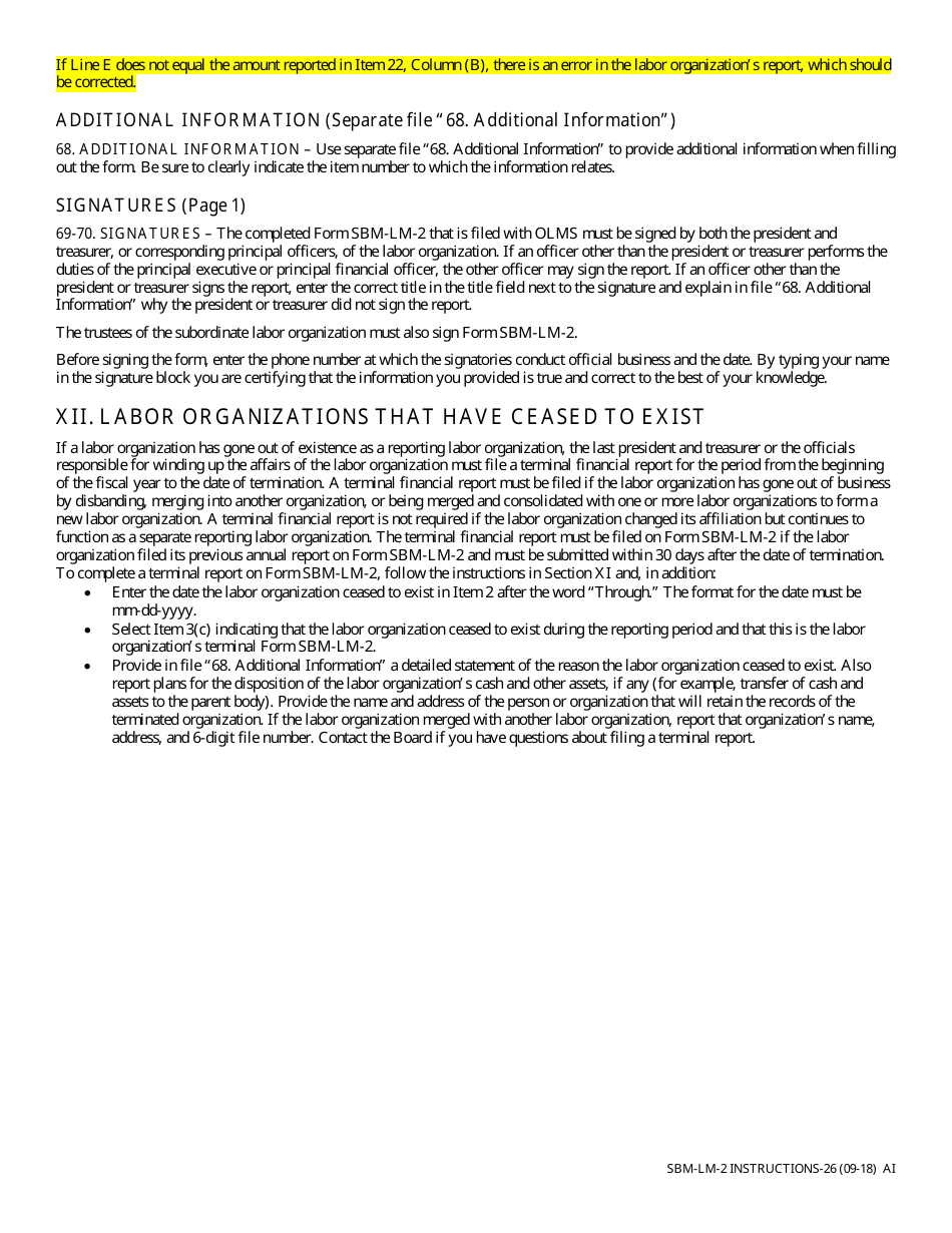 Instructions for Form SBM-LM-2 Labor Organization Annual Report - Missouri, Page 26