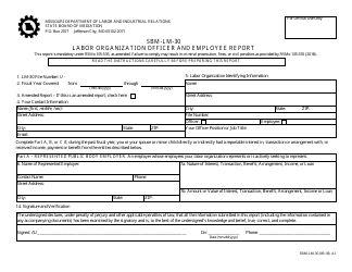 Form SBM-LM-30 Labor Organization Officer and Employee Report - Missouri