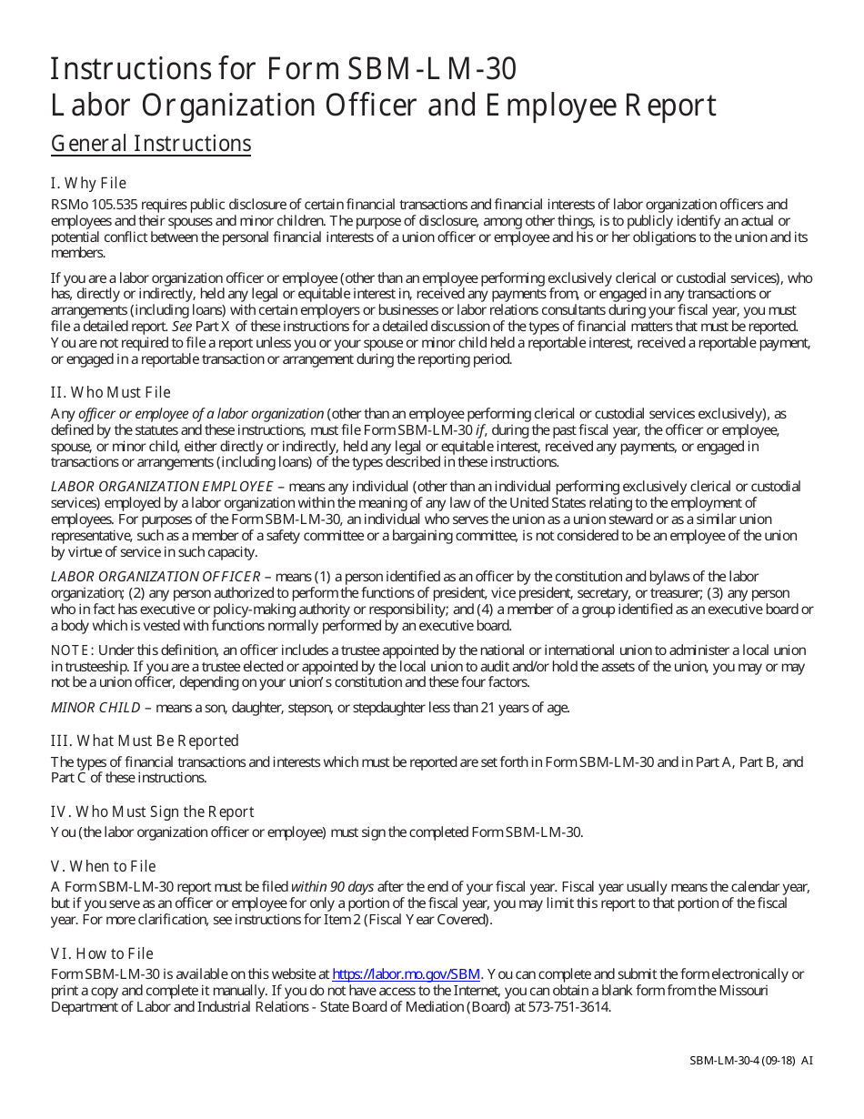 Form SBM-LM-30 Labor Organization Officer and Employee Report - Missouri, Page 4
