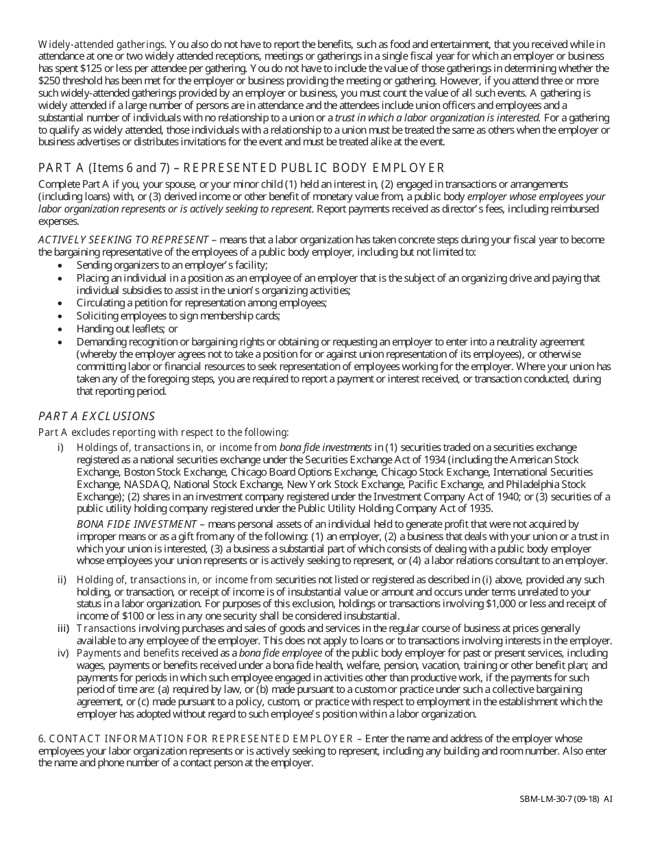 Form SBM-LM-30 Labor Organization Officer and Employee Report - Missouri, Page 7