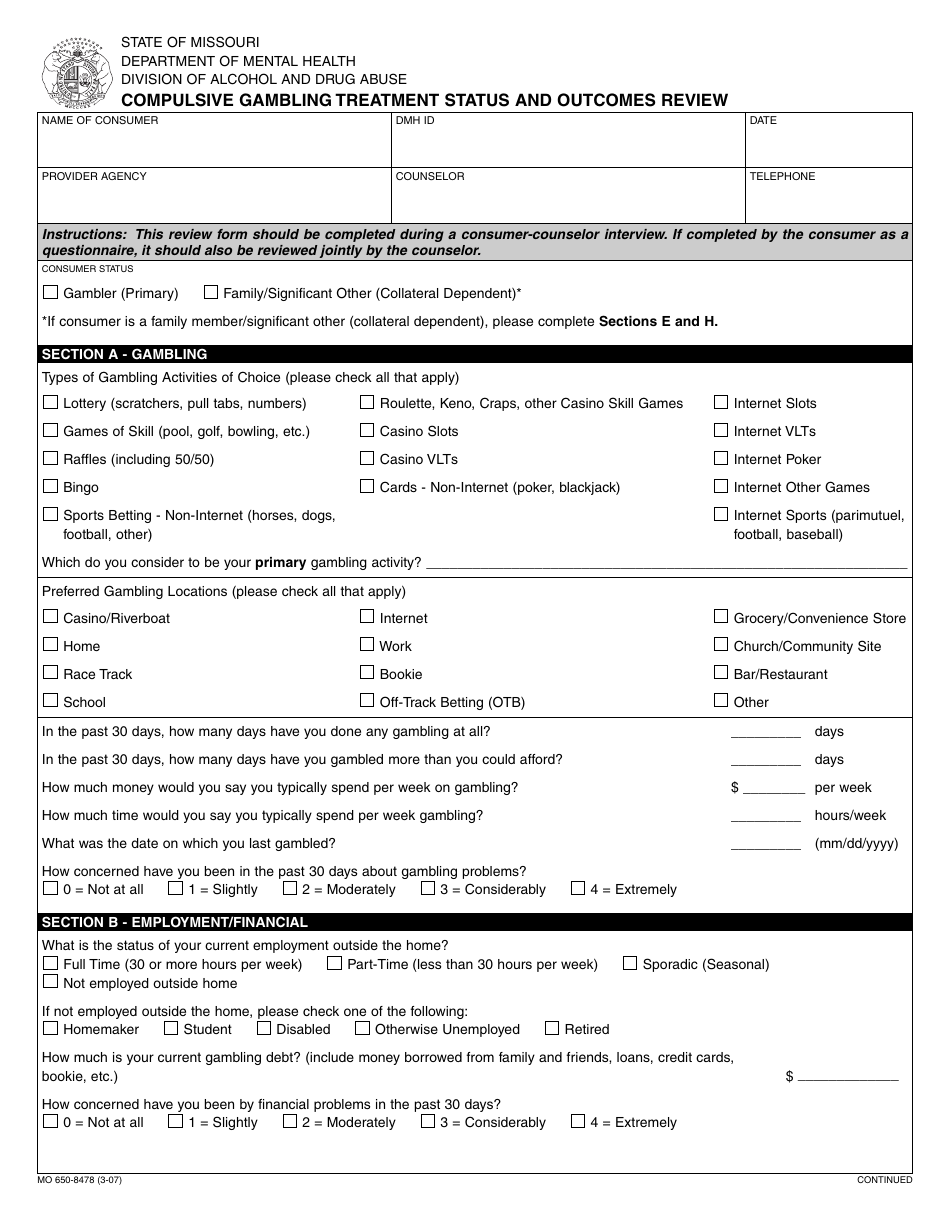 Form MO650-8478 - Fill Out, Sign Online and Download Printable PDF ...