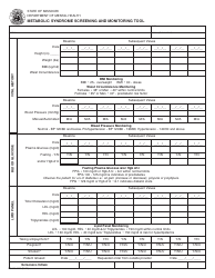 Form MO650-9399 &quot;Metabolic Syndrome Screening and Monitoring Tool&quot; - Missouri