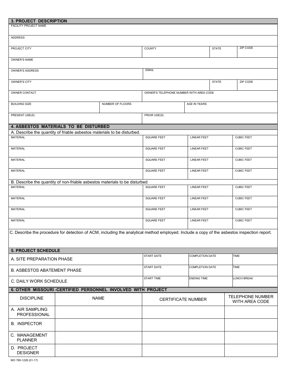 Form MO780-1226 Asbestos Project Notification - Missouri, Page 3