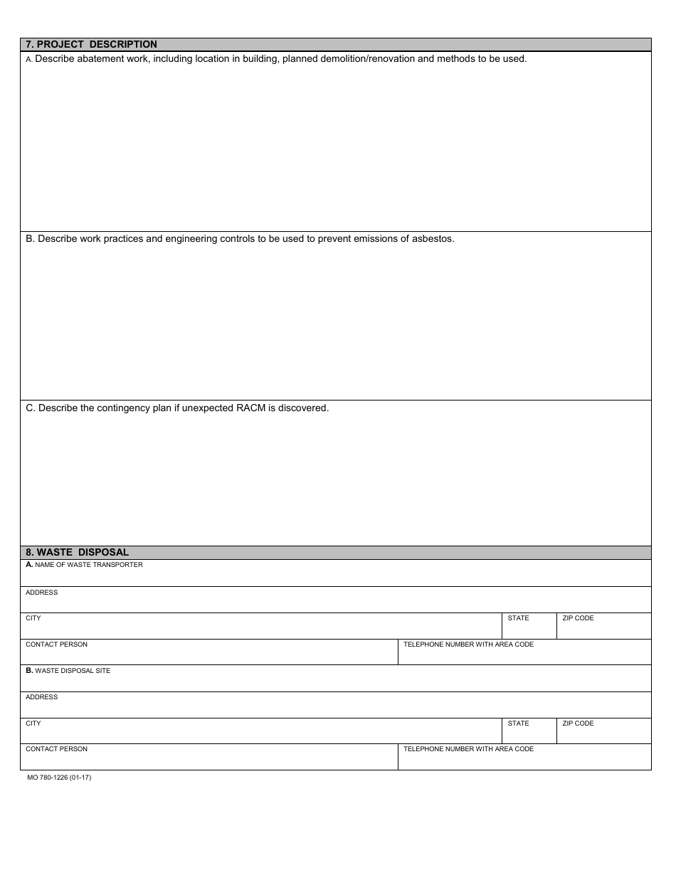 Form MO780-1226 Asbestos Project Notification - Missouri, Page 4